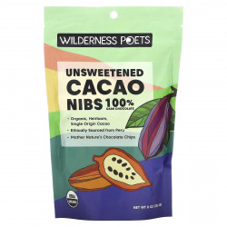 Wilderness Poets, органические неподслащенные ядра какао-боба, темный шоколад, 226 г (8 унций)