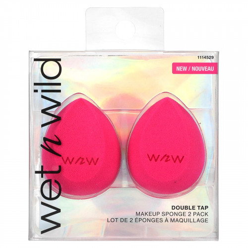 wet n wild, Губка для макияжа, двойное нажатие, розовая, 2 шт. В упаковке