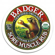 Badger Company, Sore Muscle Rub, мазь от боли в мышцах с кайенским перцем и имбирем, 21 г (0,75 унции)