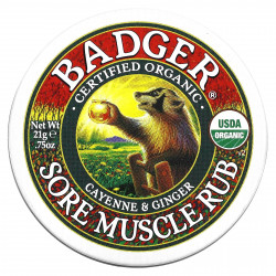 Badger Company, Sore Muscle Rub, мазь от боли в мышцах с кайенским перцем и имбирем, 21 г (0,75 унции)