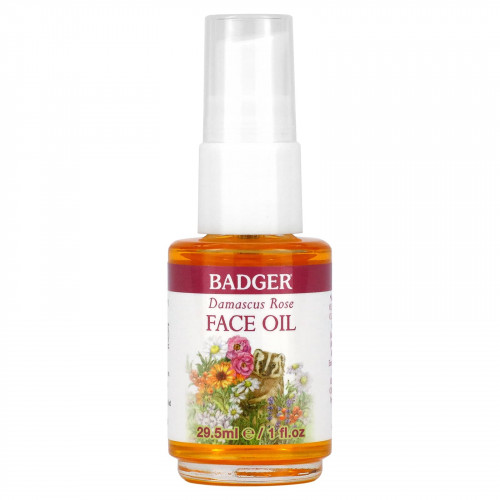 Badger Company, Face Care, масло для лица дамасской розы, 29,5 мл (1 жидк. Унция)