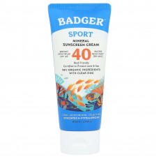 Badger Company, Sport, минеральный крем от загара, SPF 40, без запаха, 87 мл (2,9 жидк. унции)