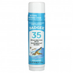 Badger Company, стик для лица, натуральное минеральное солнцезащитное средство, SPF 35, без запаха, 18,4 г (0,65 унции)