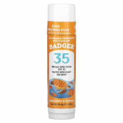 Badger Company, детское натуральное минеральное солнцезащитное средство в стике для лица, SPF 35, мандарин и ваниль, 18,4 г (0,65 унции)