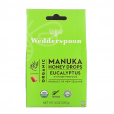 Wedderspoon, Органические капли из меда манука, эвкалипт и пчелиный прополис, 120 г (4 унции)