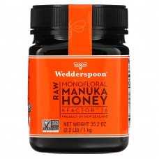 Wedderspoon, необработанный монофлорный мед манука, KFactor 16, 1 кг (2,2 фунта)
