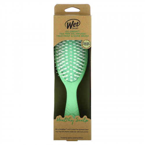 Wet Brush, Go Green TM, кисть для ухода и блеска с маслом чайного дерева, зеленая, 1 шт.