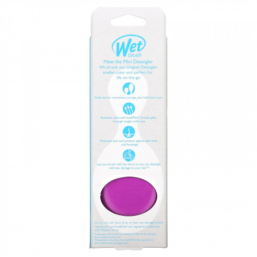 Wet Brush, Мини-расческа для облегчения расчесывания, фиолетовая, 1 расческа