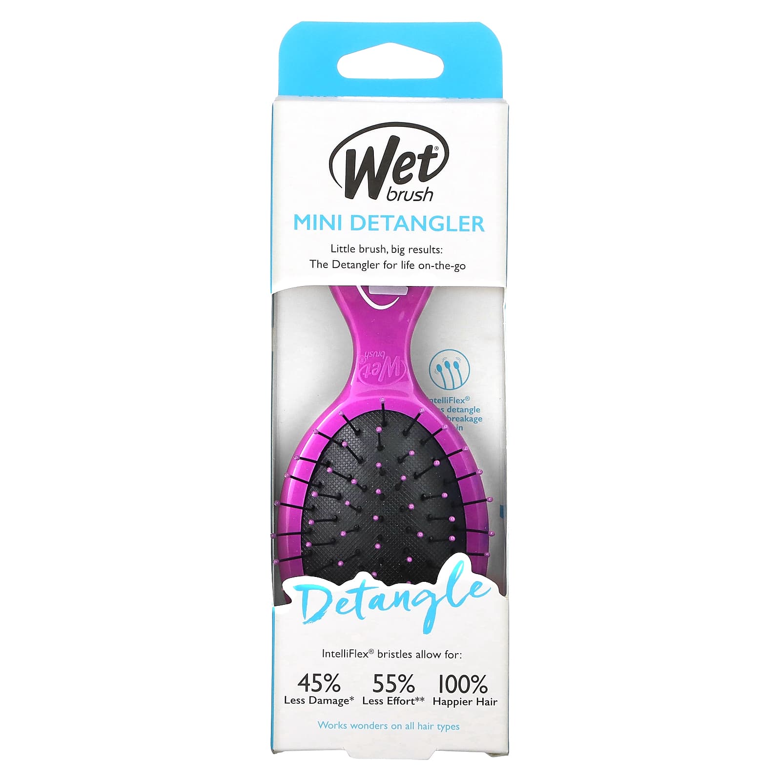 Wet Brush, Мини-расческа для облегчения расчесывания, фиолетовая, 1 расческа