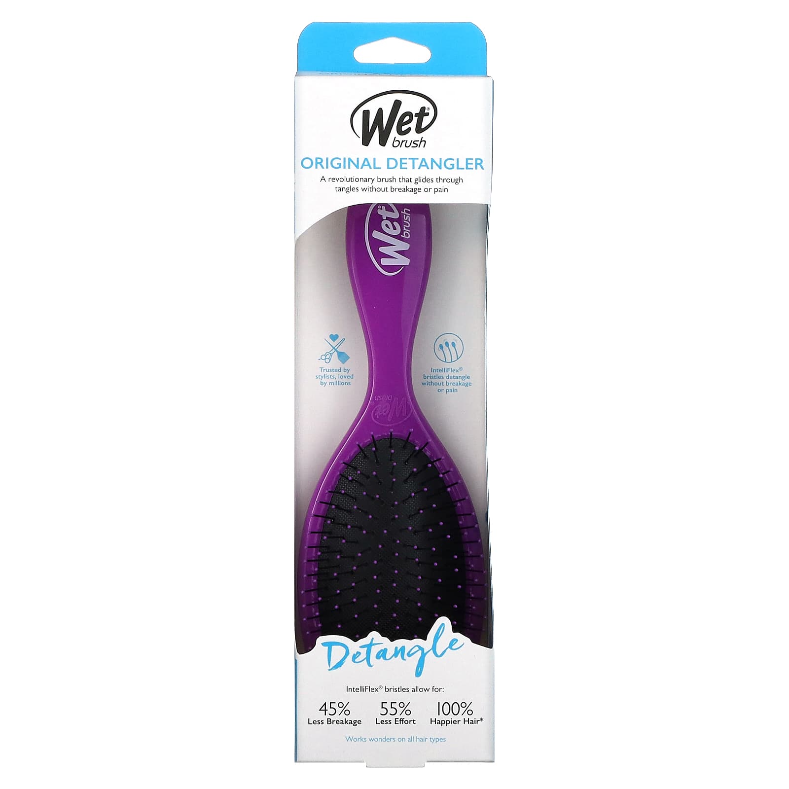 Wet Brush, Щетка для распутывания волос Original Detangler Brush, фиолетовая, 1 шт.