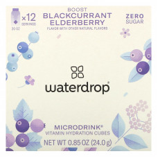 Waterdrop, Microdrink, витамин и гидратация, бузина, черная смородина и бузина, 12 кубиков, 24 г (0,85 унции)