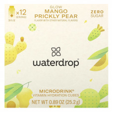 Waterdrop, Microdrink, витамины и гидратанты, для сияния, манго и опунция, 12 кубиков, 25,2 г (0,89 унции)