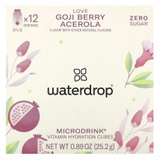 Waterdrop, MicroDRink, Love, ягоды годжи и ацерола, 12 кубиков, 25,2 г (0,89 унции)