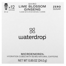 Waterdrop, Shiro MicroEnergy Hydration Cubes, лаймовый цвет и женьшень, 12 кубиков, 24 г (0,85 унции)