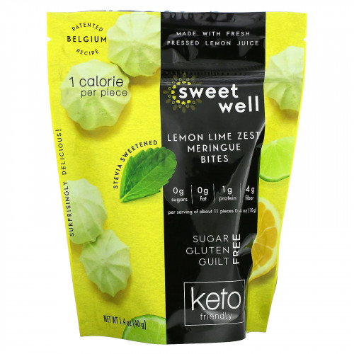 Sweetwell, Keto Bites, безе с цедрой лимона и лайма, 40 г (1,4 унции)