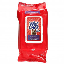 Wet Ones, Освежающее универсальное средство с салфетками из алоэ вера, для кошек, свежий запах, 100 салфеток