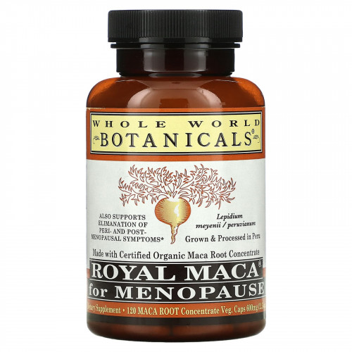 Whole World Botanicals, Royal Maca®, королевская мака для приема при менопаузе, 500 мг, 120 вегетарианских капсул