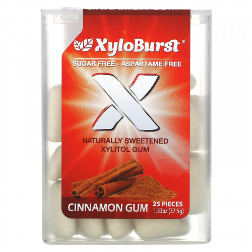 Xyloburst, ксилитоловая камедь, со вкусом корицы, 25 шт., 37,5 г (1,33 унции)