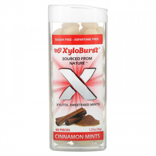 Xyloburst, подслащенные ксилитолом мятные конфеты, со вкусом корицы, 60 шт., 36 г (1,27 унции)