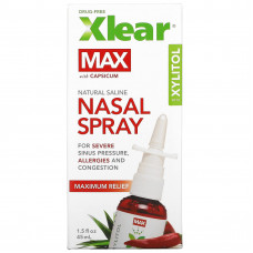 Xlear, Max, Назальный спрей с натуральным солевым раствором и ксилитом, максимальное облегчение, 1,5 жидких унции (45 мл)