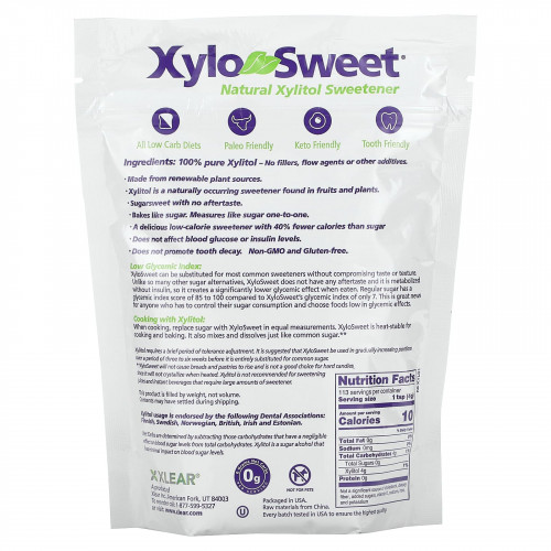 Xlear, XyloSweet, натуральный ксилитол-подсластитель, 454 г (1 фунт)