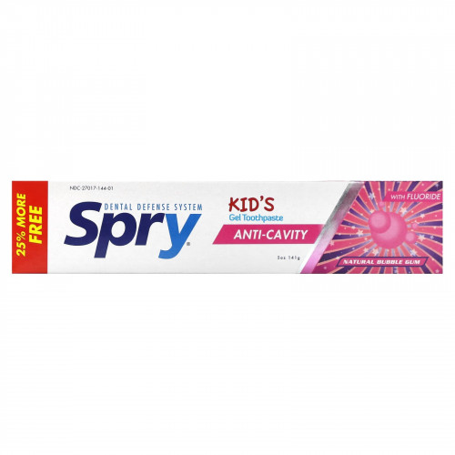 Xlear, Spry, детская гелевая зубная паста, натуральная жевательная резинка, 141 г (5 унций)