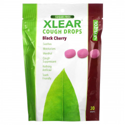 Xlear, Леденцы от кашля без сахара, черная вишня, 30 капель