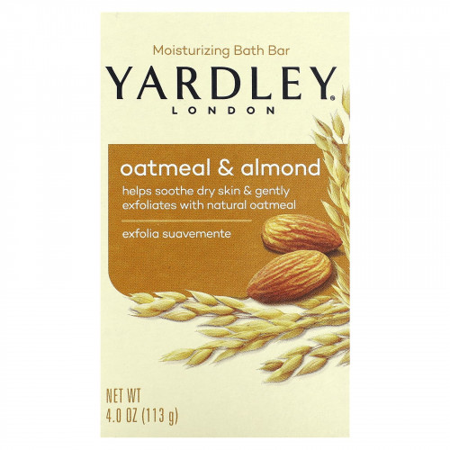 Yardley London, Увлажняющий батончик для ванн, овсянка и миндаль, 113 г (4 унции)