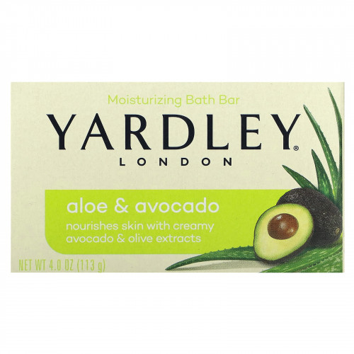Yardley London, Увлажняющий батончик для ванн, алоэ и авокадо, 113 г (4 унции)