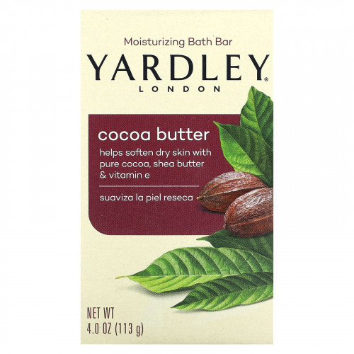 Yardley London, Увлажняющий батончик для ванн, какао-масло, 113 г (4 унции)