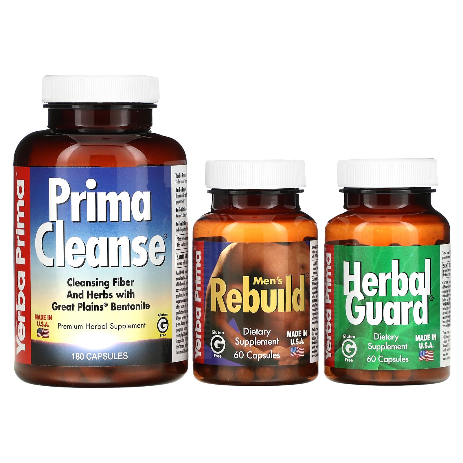 Yerba Prima, Men's Rebuild Internal Cleansing, программа из 3 этапов, 3 флакона