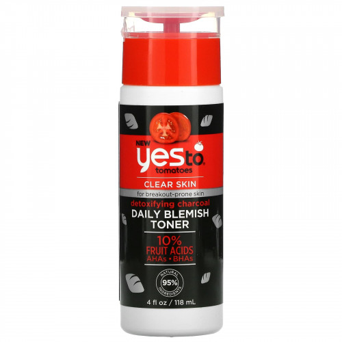 Yes To, Детоксифицирующий древесный уголь, тоник для ежедневного применения, томаты, 118 мл (4 жидк. Унции)