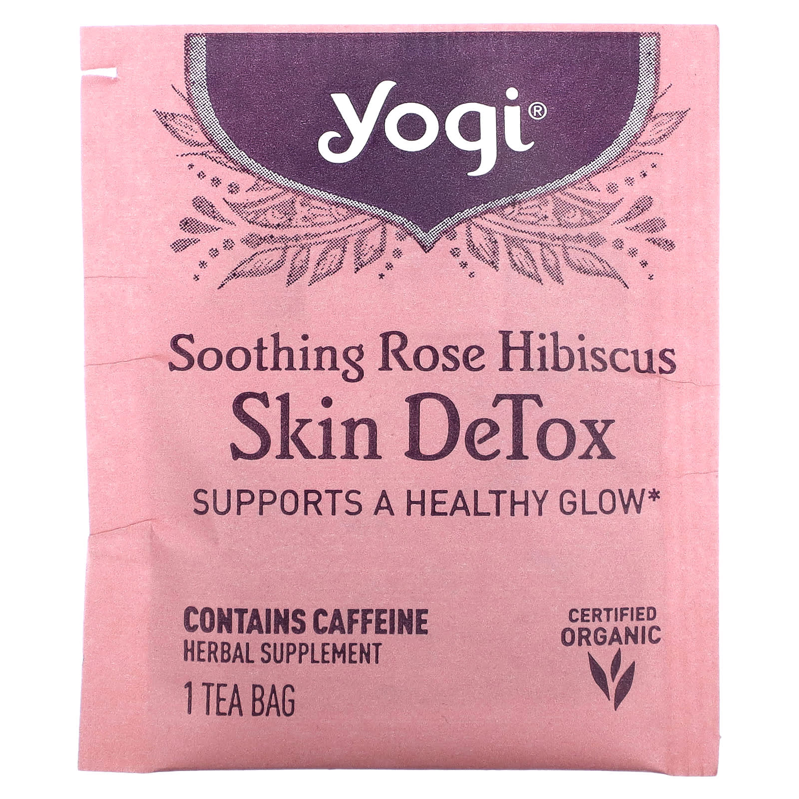 Yogi Tea, Skin DeTox, успокаивающий чай с розой и гибискусом, 16 чайных пакетиков, 32 г (1,12 унции)