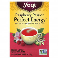 Yogi Tea, Perfect Energy, малиновая страсть, 16 чайных пакетиков, 32 г (1,12 унции)