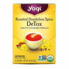 Yogi Tea, Detox, вкус жареного одуванчика и специй, без кофеина, 16 чайных пакетиков, 24 г (0,85 унции)