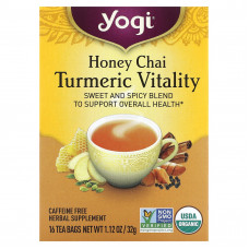 Yogi Tea, Turmeric Vitality, чай с медом и куркумой, 16 чайных пакетиков, 32 г (1,12 унции)