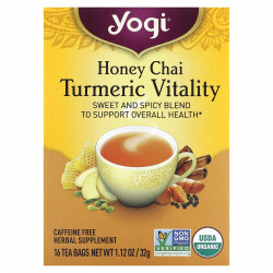 Yogi Tea, Turmeric Vitality, чай с медом и куркумой, 16 чайных пакетиков, 32 г (1,12 унции)