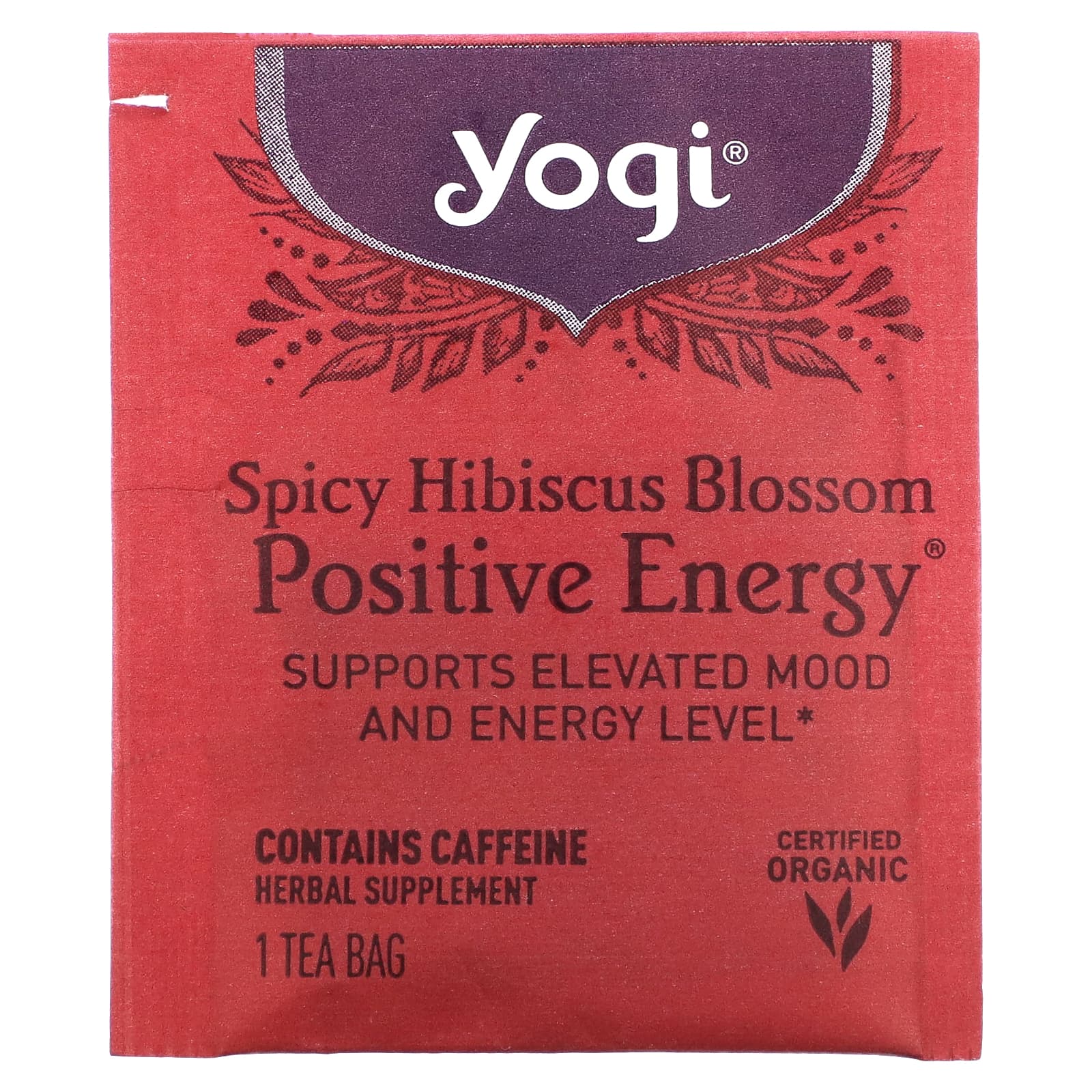 Yogi Tea, Spicy Hibiscus Positive Energy, 16 чайных пакетиков, 32 г (1,12 унции)