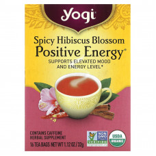 Yogi Tea, Spicy Hibiscus Positive Energy, 16 чайных пакетиков, 32 г (1,12 унции)