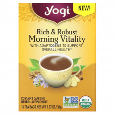 Yogi Tea, Rich & Robust Morning Vitaility, 16 чайных пакетиков, 36 г (1,27 унции)