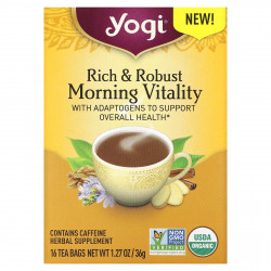 Yogi Tea, Rich & Robust Morning Vitaility, 16 чайных пакетиков, 36 г (1,27 унции)