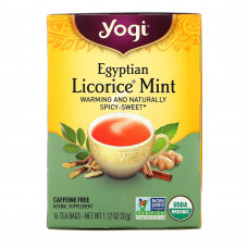 Yogi Tea, египетская солодка и мята, без кофеина, 16 чайных пакетиков, 32 г (1,12 унций)