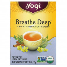 Yogi Tea, Breathe Deep, без кофеина, 16 чайных пакетиков, 32 г (1,12 унции)