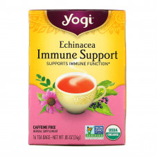Yogi Tea, Immune Support с эхинацеей, без кофеина, 16 чайных пакетиков, 24 г (85 унций)