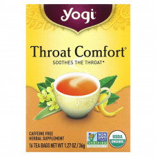 Yogi Tea, Throat Comfort, без кофеина, 16 чайных пакетиков, 36 г (1,27 унции)