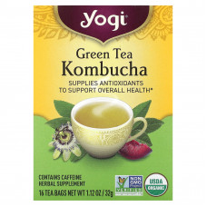 Yogi Tea, зеленый чай комбуча, 16 чайных пакетиков, 32 г (1,12 унции)