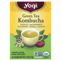 Yogi Tea, зеленый чай комбуча, 16 чайных пакетиков, 32 г (1,12 унции)