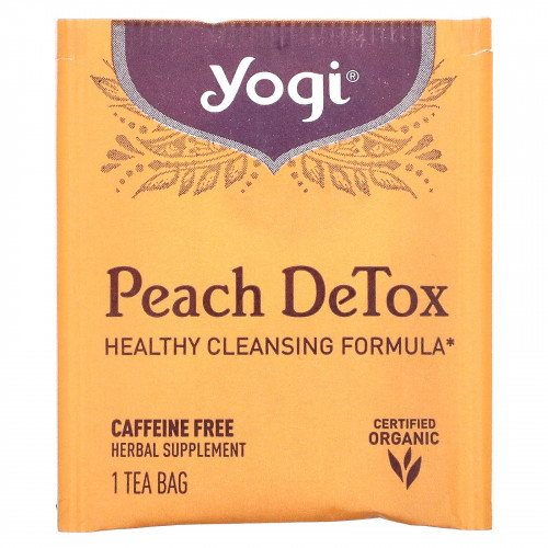 Yogi Tea, Peach DeTox, персик, без кофеина, 16 чайных пакетиков, 32 г (1,12 унций)