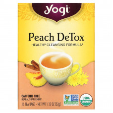 Yogi Tea, Peach DeTox, персик, без кофеина, 16 чайных пакетиков, 32 г (1,12 унций)