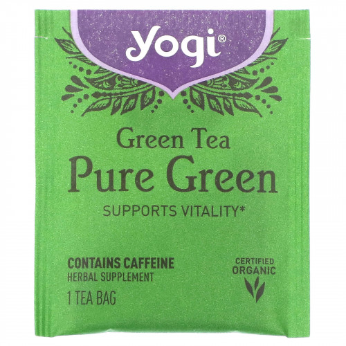 Yogi Tea, чистый зеленый чай, 16 чайных пакетиков, 31 г (1,09 унции)